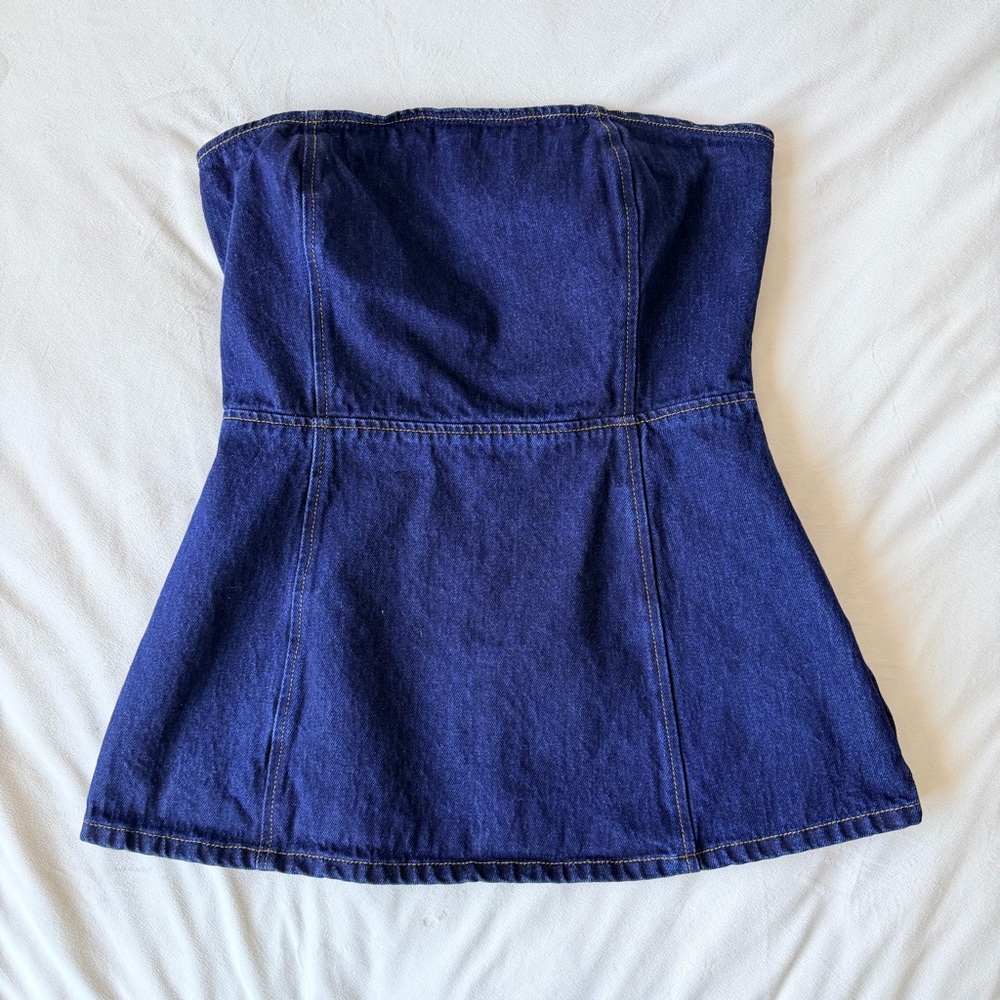SHOWPO STRAPLESS LONGLINE DENIM TUBE TOP - Picture 4 of 6